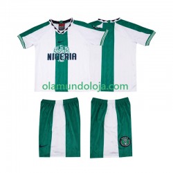 Camisola Nigéria 1996 Retro Criança Equipamento Segundo Manga Curta